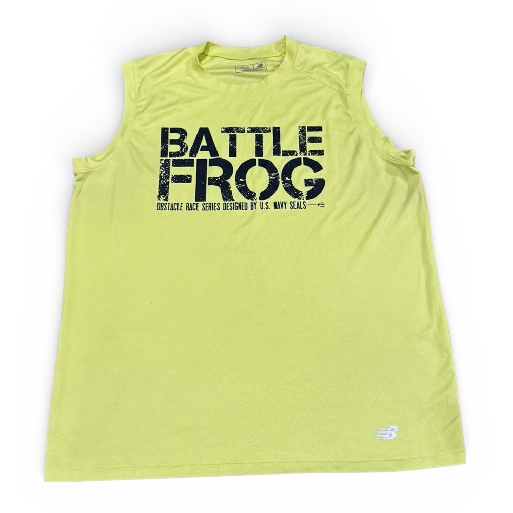 New Balance BattleFrog Obstacle Race Tank Mens 2XL Neon Yellow Navy SEAL